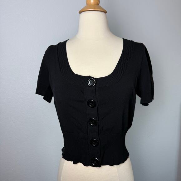 Women's Black Button Up Sweater Blouse - Size Medium - Picture 1 of 2